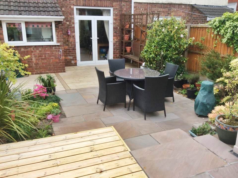 Raised Decking & Natural Paving Patio Runcorn Cheshire Abel